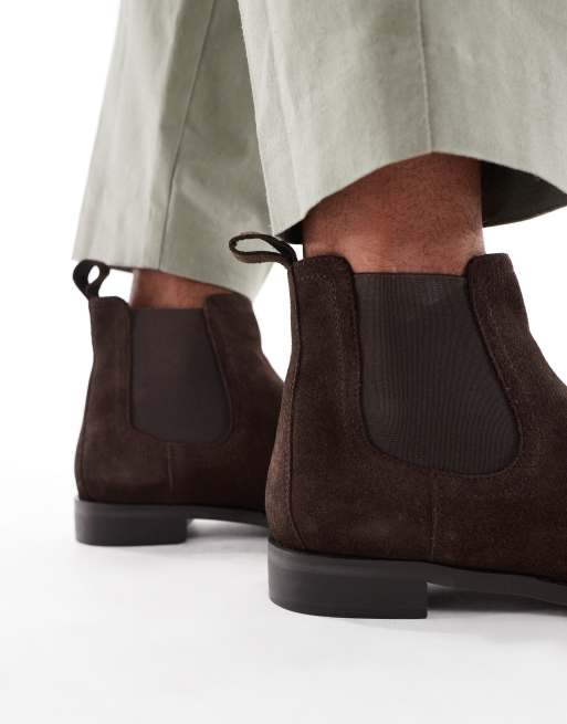 ASOS DESIGN chelsea boots in brown suede
