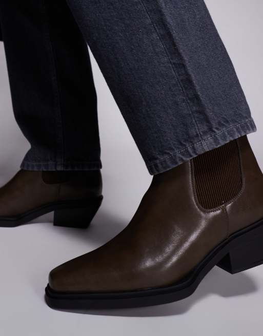 ASOS DESIGN chelsea boots in brown with cuban heel, 2 of 4
