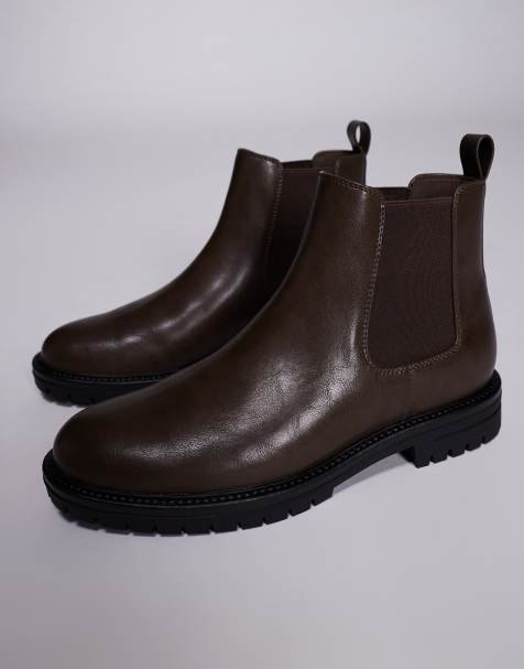 ASOS DESIGN chelsea boots in brown with distressed look - view 1