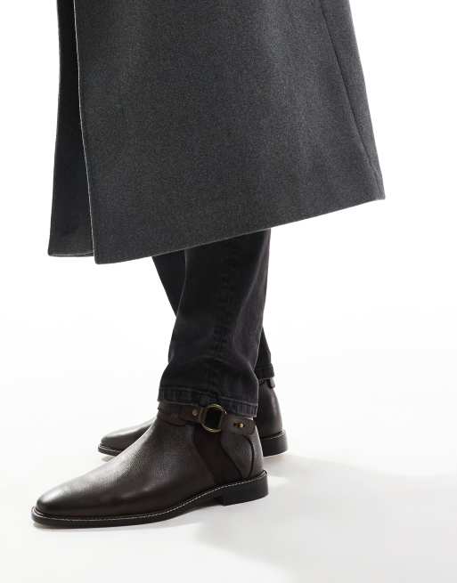 ASOS DESIGN - Chelsea boots in bruin leer met bandje en gesp, 4 van 4