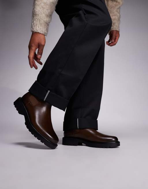 ASOS DESIGN chelsea boots in burnished brown