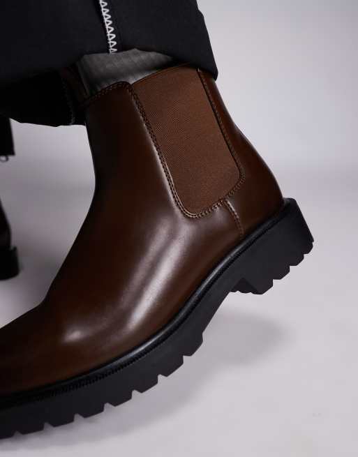 ASOS DESIGN chelsea boots in burnished brown