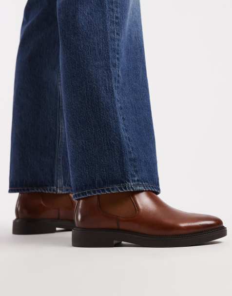 ASOS DESIGN chelsea boots in burnished tan leather - view 1