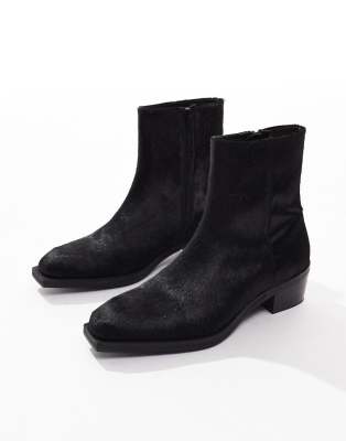  chelsea boots in cow hair with cuban heel in black