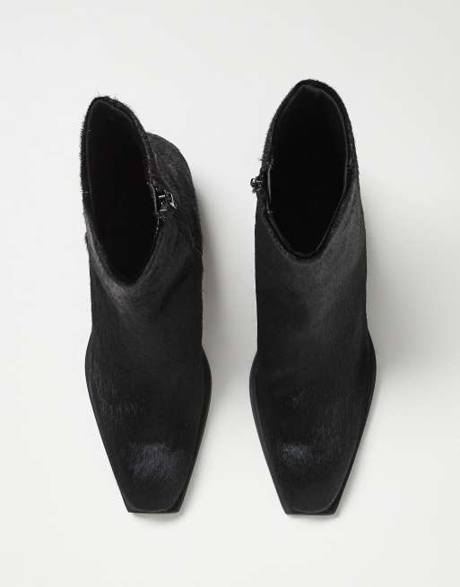 ASOS DESIGN chelsea boots in cow hair with cuban heels in black ASOS