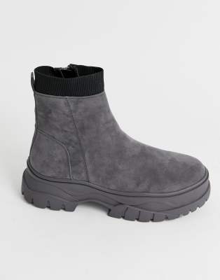 chunky grey boots