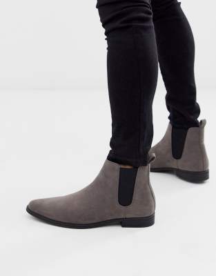 gray suede chelsea boots