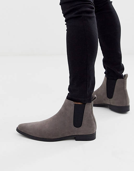 ASOS DESIGN chelsea boots in gray faux suede