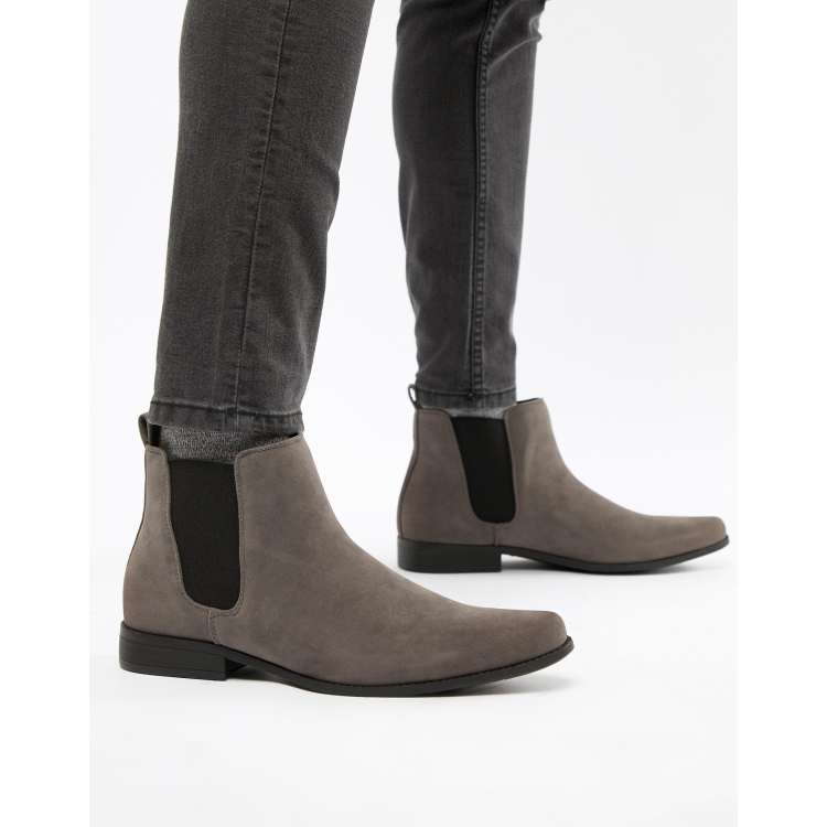 Auden Chelsea Faux Suede Flat Ankle Boots In Grey, Larena Fashion