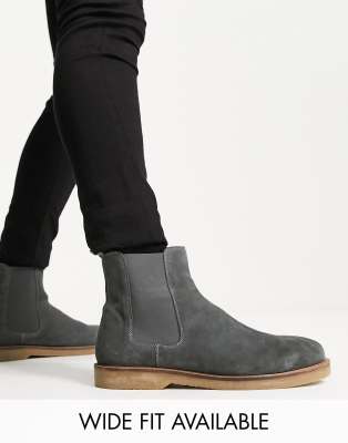 ASOS DESIGN chelsea boots in gray suede with contrast sole