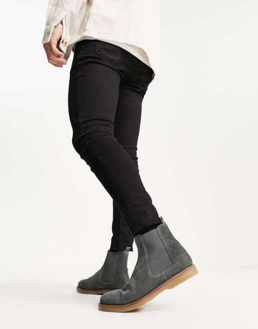 Asos grey chelsea boots online