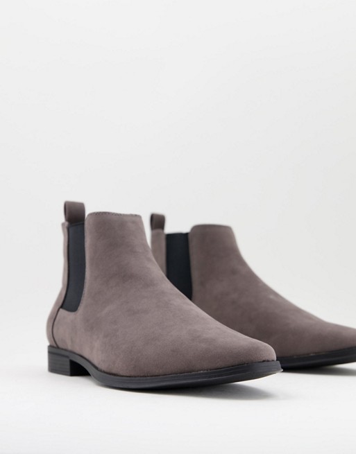 ASOS DESIGN chelsea boots in grey faux suede