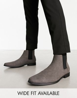 ASOS DESIGN chelsea boots in grey faux suede - ASOS Price Checker
