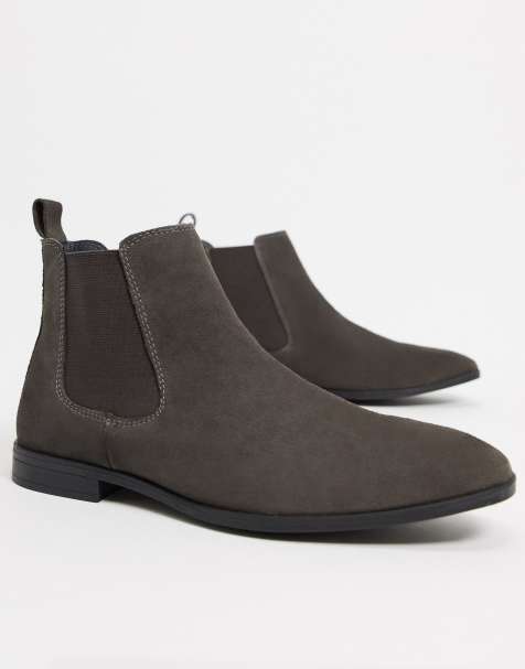 ASOS DESIGN chelsea boots in grey suede with black sole - view 1