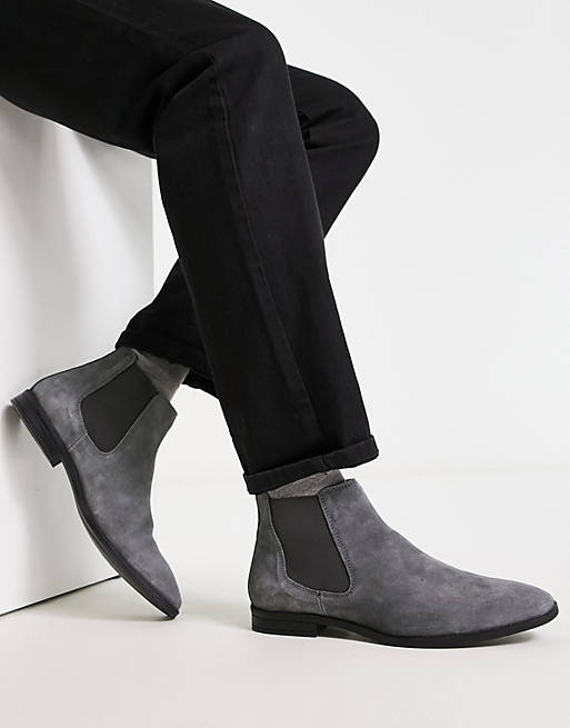 korruption skøjte hastighed ASOS DESIGN chelsea boots in grey suede with black sole | ASOS