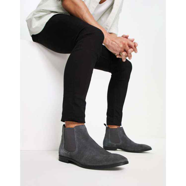 Grey boots sale black pants