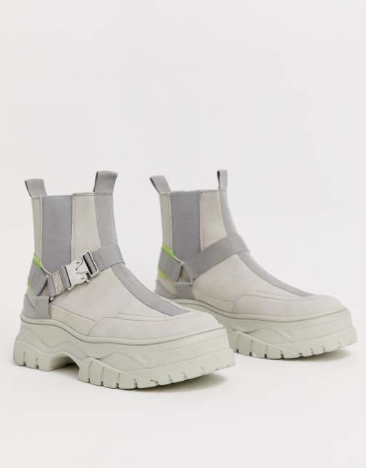 Grey chunky hot sale chelsea boots