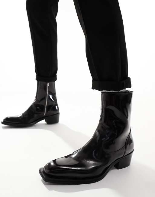 ASOS DESIGN chelsea boots in high shine burgundy, 2 of 4