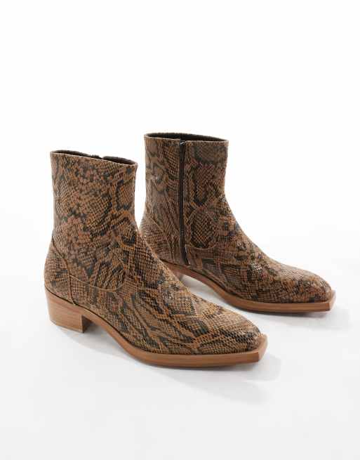 ASOS DESIGN chelsea boots in snake print