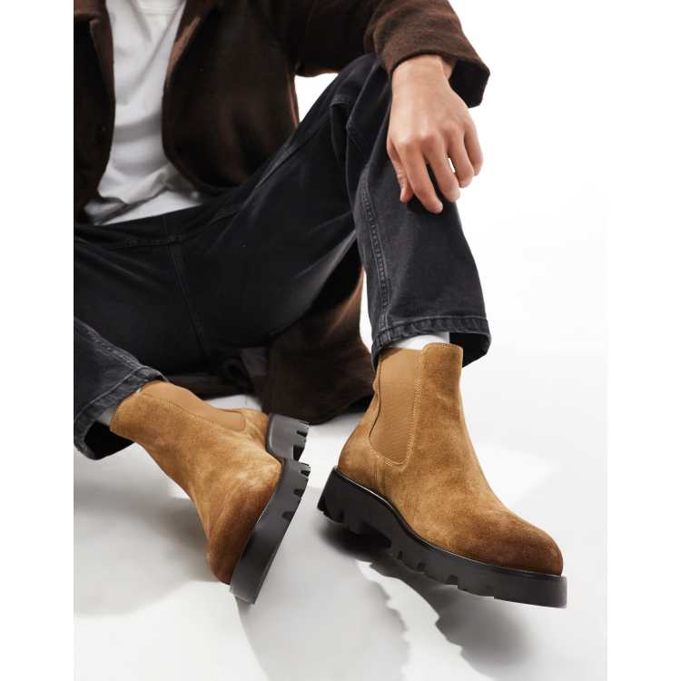  DESIGN Chelsea boots in tan faux suede US 9.5/ UK 8.5 206681724-1-tan main image 4
