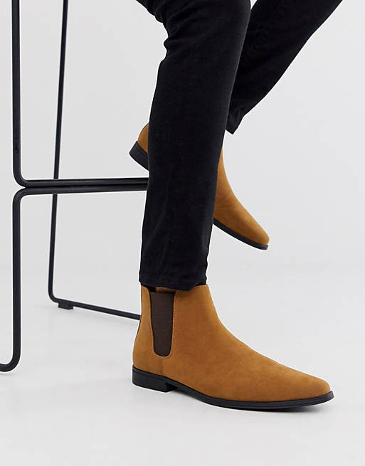 ASOS DESIGN chelsea boots in tan faux suede