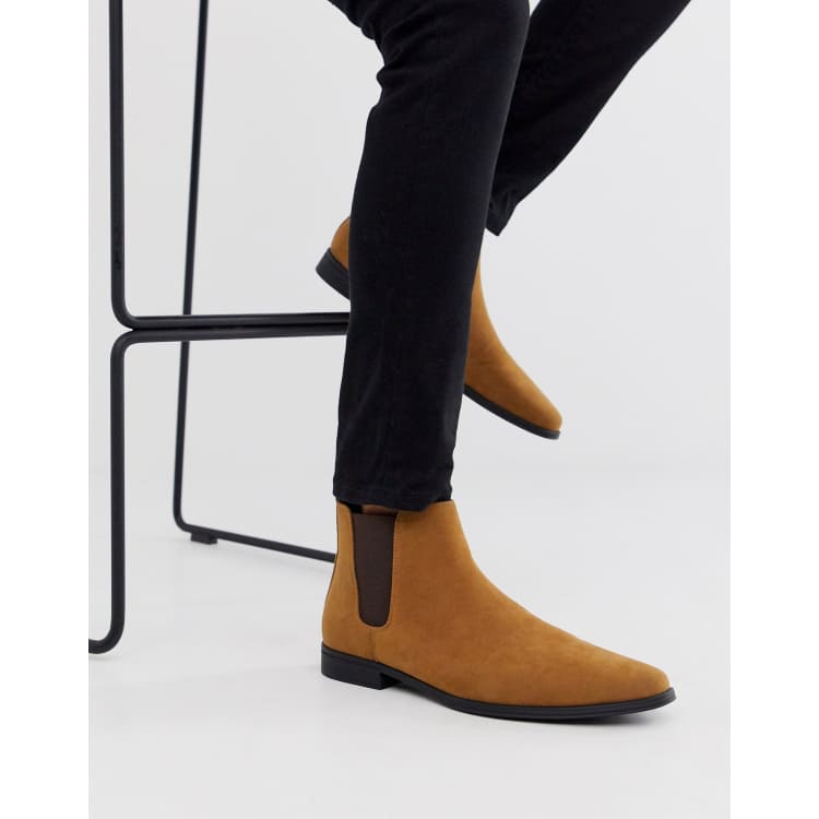 ASOS DESIGN chelsea boots in tan faux suede ASOS