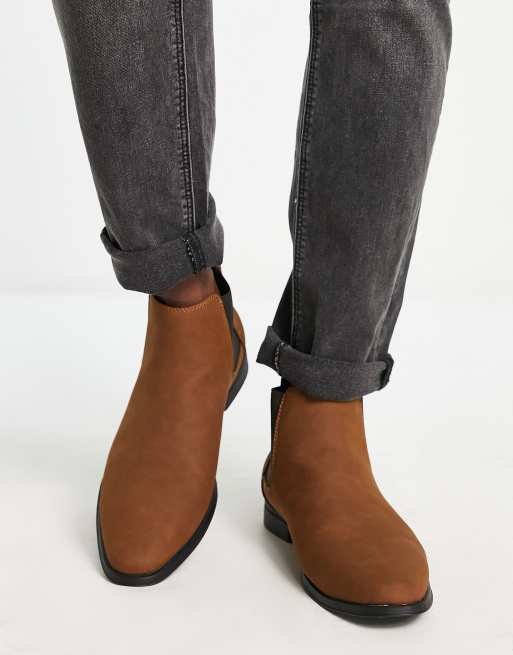 ASOS DESIGN chelsea boots in tan faux suede