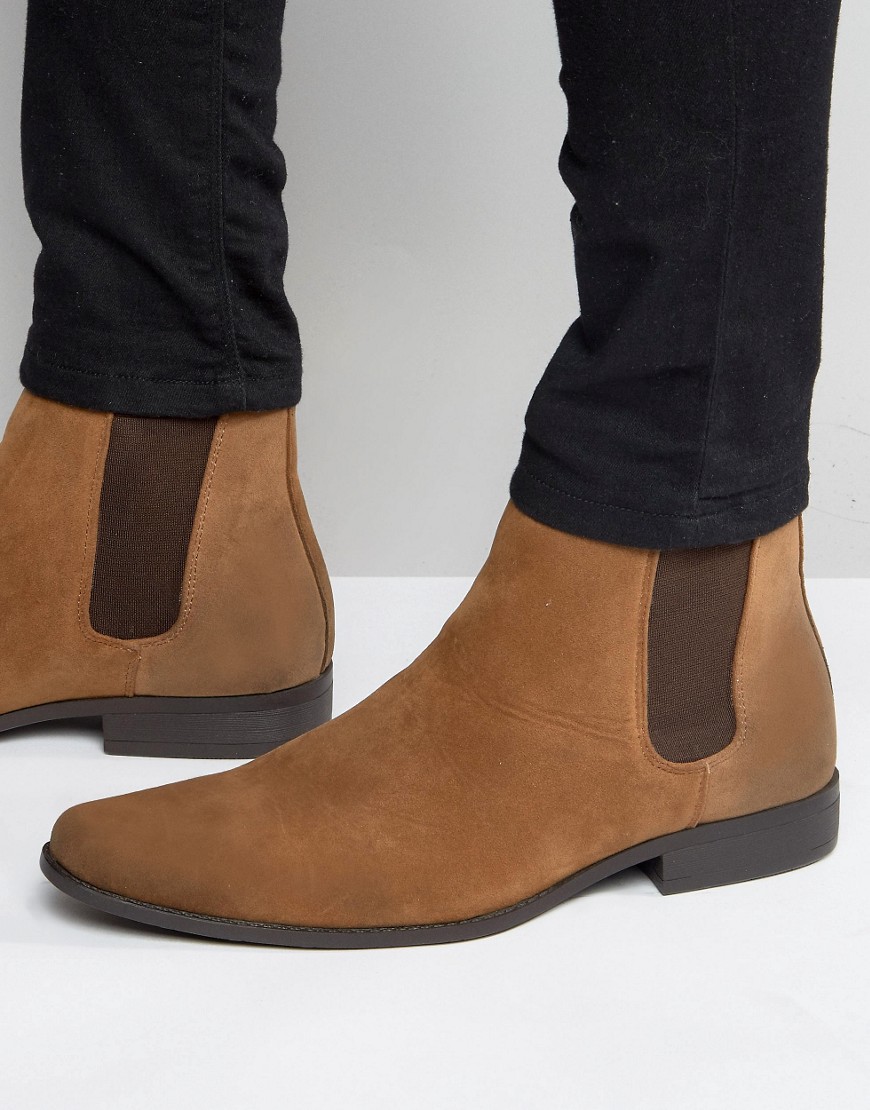 ASOS DESIGN chelsea boots in tan faux suede