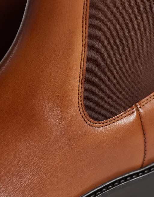 ASOS DESIGN chelsea boots in tan leather, 3 of 4