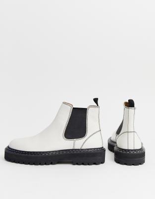 white and black chelsea boots