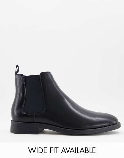 ASOS DESIGN - Chelsea boots in zwart imitatieleer met zwarte zool