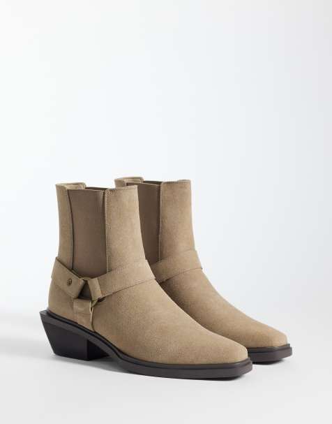 ASOS DESIGN - Chelsea boots met Cubaanse hak en gespdetail in taupe - view 1