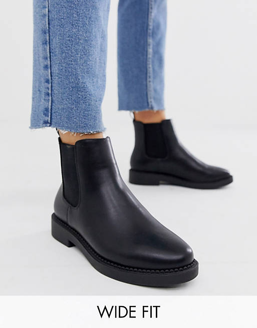 ASOS DESIGN - Chelsea boots met dikke zool en brede pasvorm in zwart