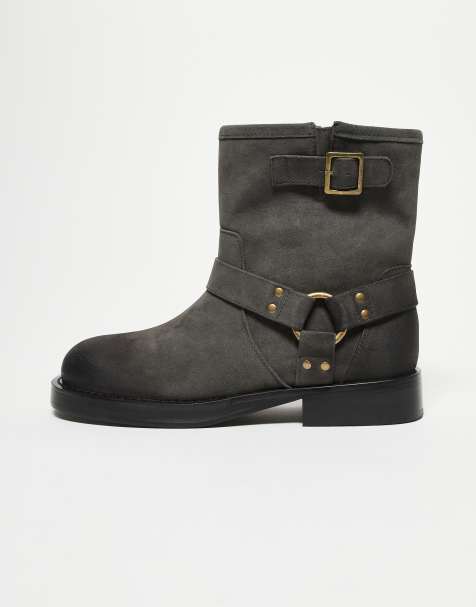 ASOS DESIGN - Chelsea boots met distressed details en goudkleurige hardware in grijs - view 1