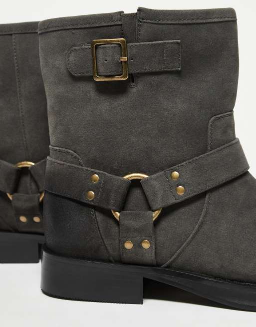 ASOS DESIGN - Chelsea boots met distressed details en goudkleurige hardware in grijs, 2 van 3