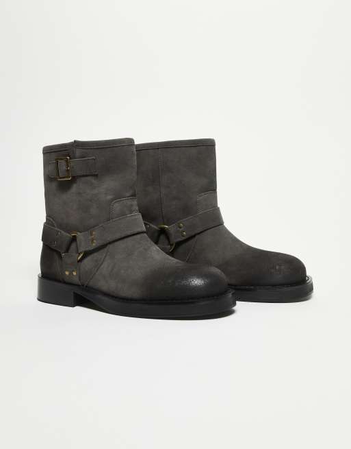 ASOS DESIGN - Chelsea boots met distressed details en goudkleurige hardware in grijs, 3 van 3