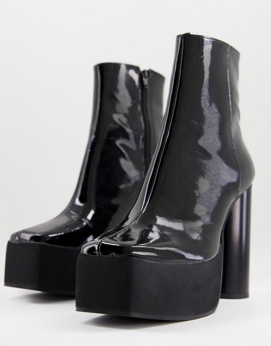 ASOS DESIGN - Chelsea boots met plateauzool van zwart lakleer