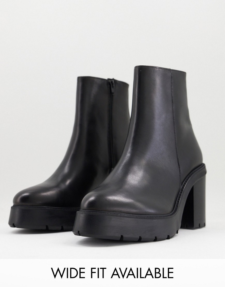 ASOS DESIGN - Chelsea boots met platformzool en hak in zwart leer