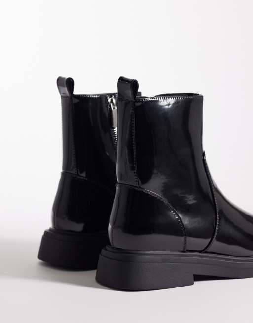 ASOS DESIGN - Chelsea boots met vierkante neus in glanzend zwart, 3 van 4