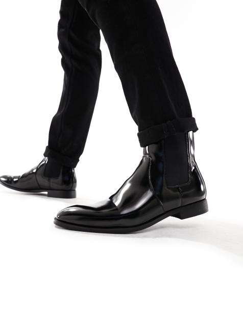 ASOS DESIGN - Chelsea boots van gepoetst imitatieleer in zwart - view 1