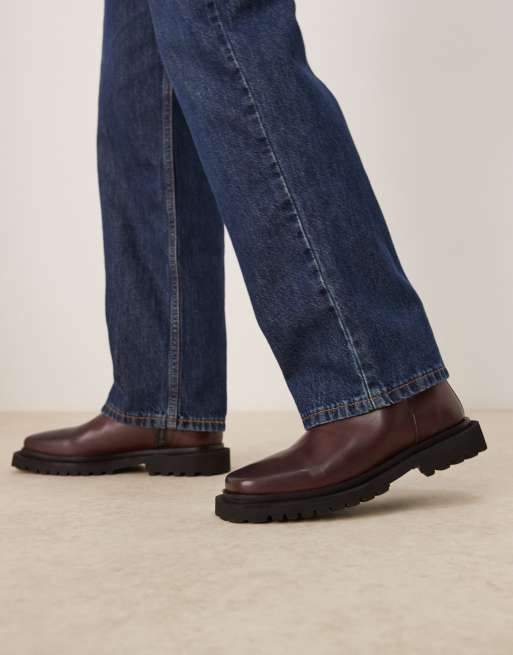 ASOS DESIGN - Chelsea boots van leer met rits in bordeauxrood, 2 van 4