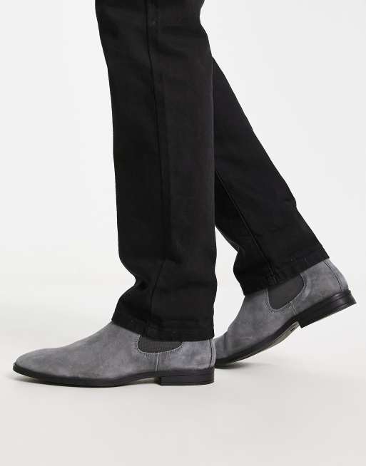 ASOS DESIGN - Chelsea boots van suède in zwart met grijze zool, 4 van 4