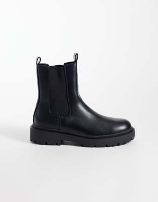 Asos Design Chelsea Boots With Cleated Sole In Black