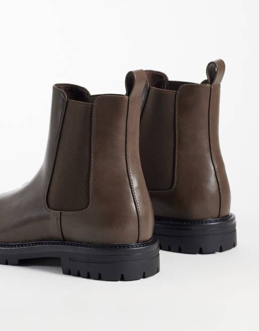 ASOS DESIGN chelsea boots with cleated sole in brown, 2 of 4