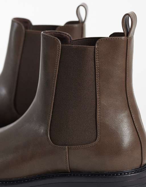 ASOS DESIGN chelsea boots with cleated sole in brown, 4 of 4