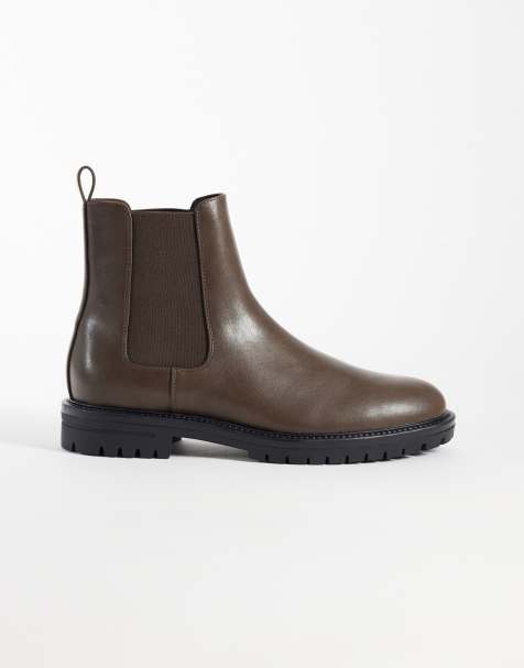 ASOS DESIGN chelsea boots with cleated soles in brown - view 1