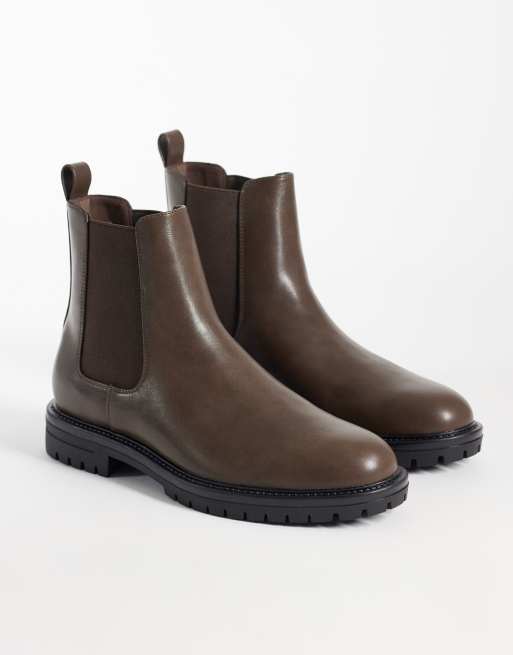 ASOS DESIGN chelsea boots with cleated soles in brown, 3 of 4