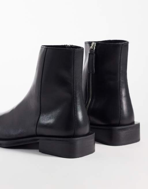 ASOS DESIGN chelsea boots with square toe in black leather, 4 of 4