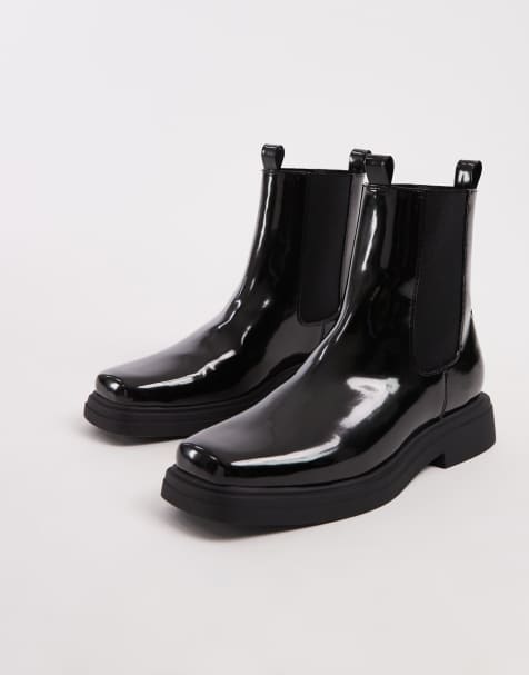 ASOS DESIGN Chelsea boots with square toe in black - view 1