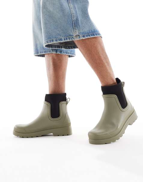 ASOS DESIGN Chelsea gumboots in khaki green - view 1